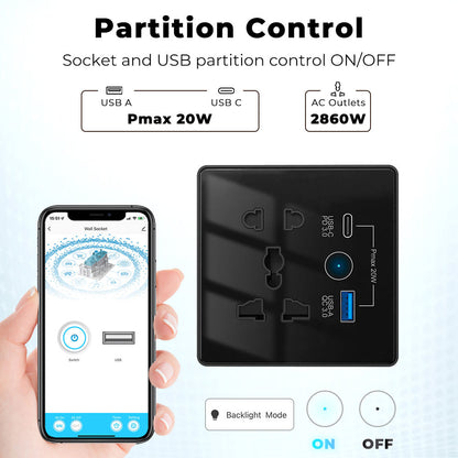SW819 Smart Wall Socket with USB