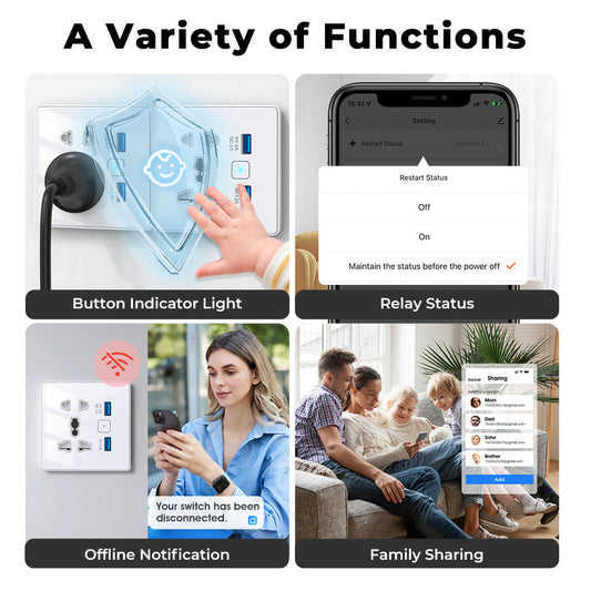 SW819 Smart Wall Socket USB Charger
