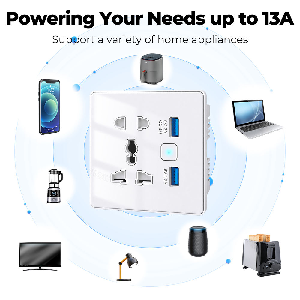 SW819 Smart Wall Socket USB Charger