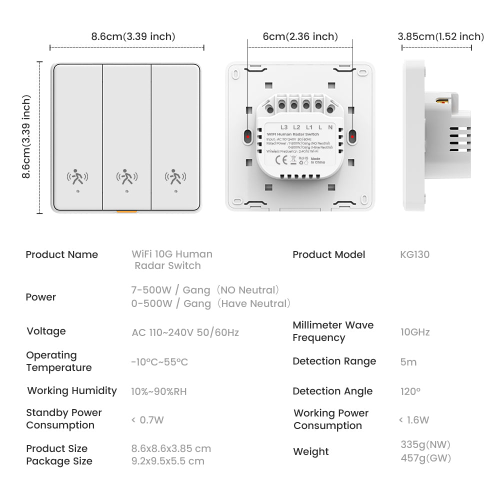 Smart Human Radar Motion Sensor Switch
