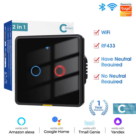 SW802 Smart Wireless Switch (No Neutral)