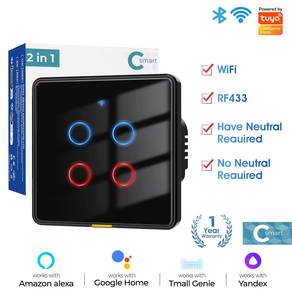 SW802 Smart Wireless Switch (No Neutral)